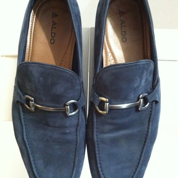 ALDO MENS PRE-OWNED BLUE LEATHER SUEDE SLIP-ON LOAFERS DRESS SHOES SIZE: 11M main image 5
